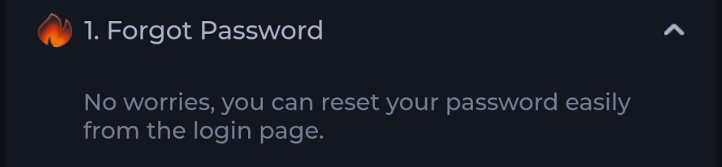 COME Forgot Password help directing users to the login page